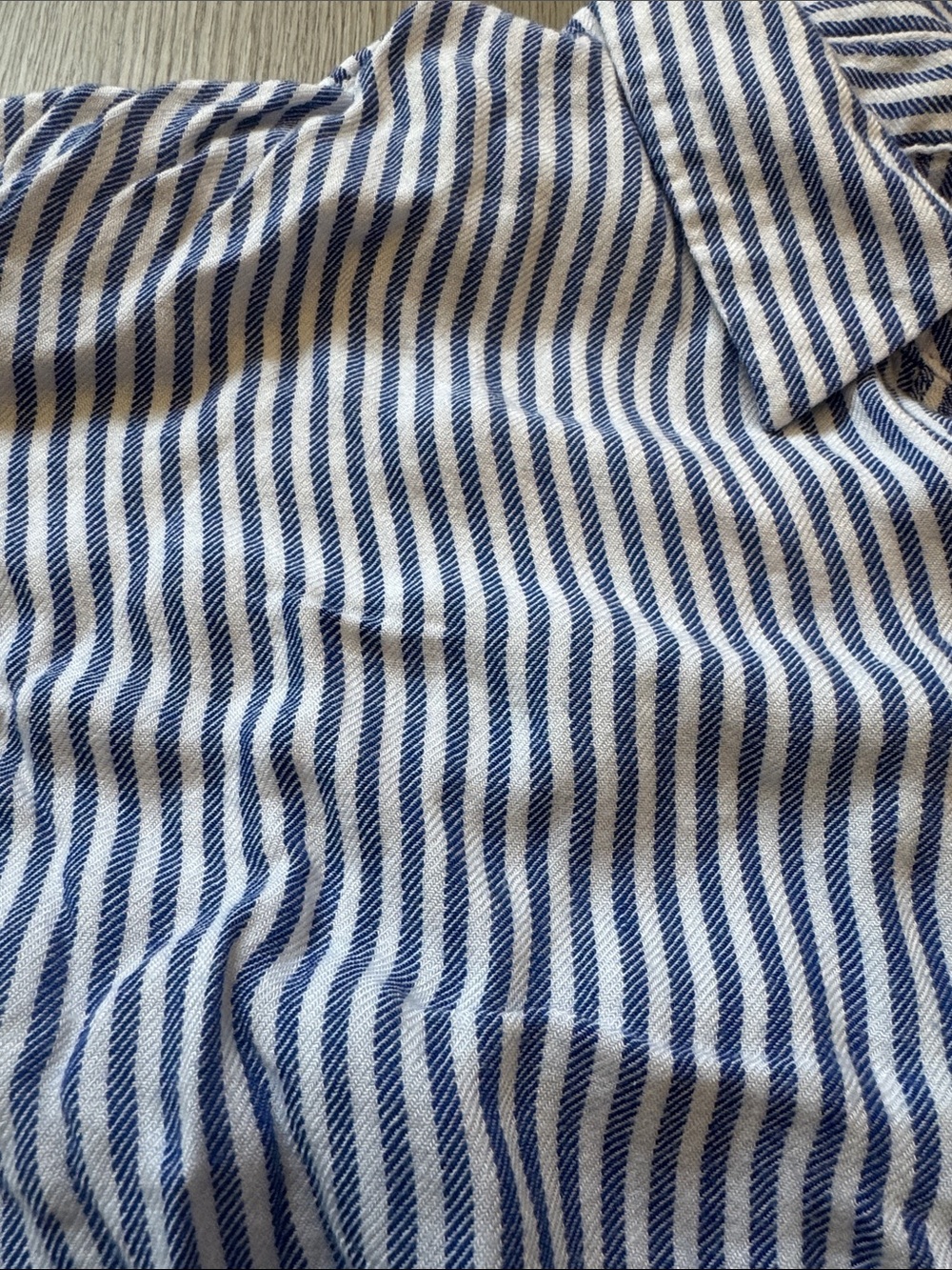Mossimo Supply Co. Blue and White Striped Button Front Tie-Hem Shirt - Picture 2 of 3